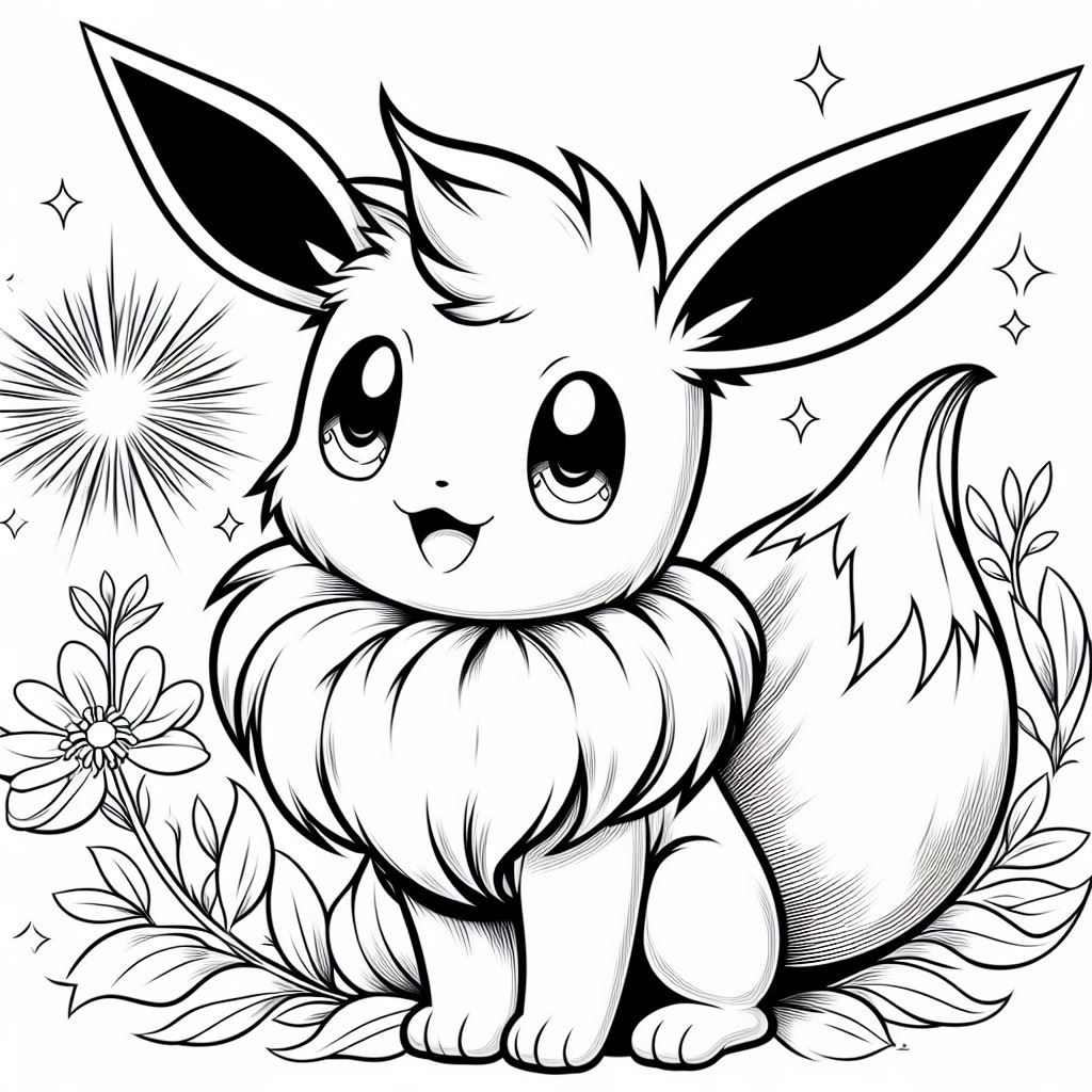 Eevee kleurplaat printen