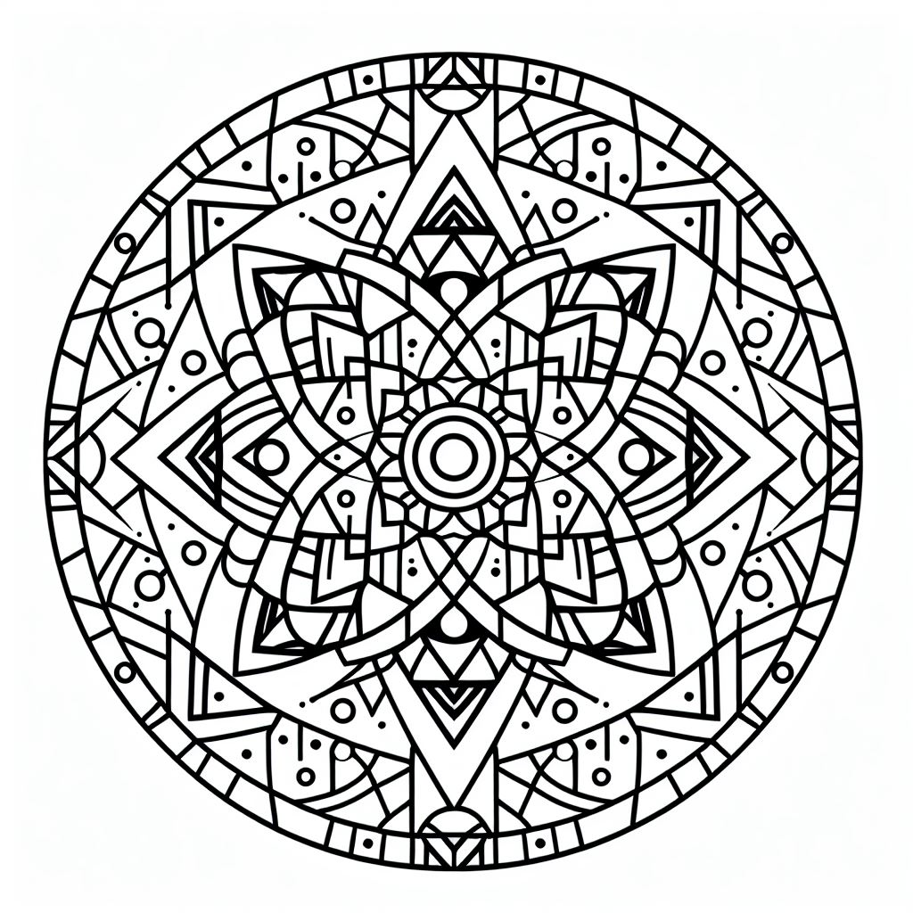 Geometrische Mandala kleurplaat printen