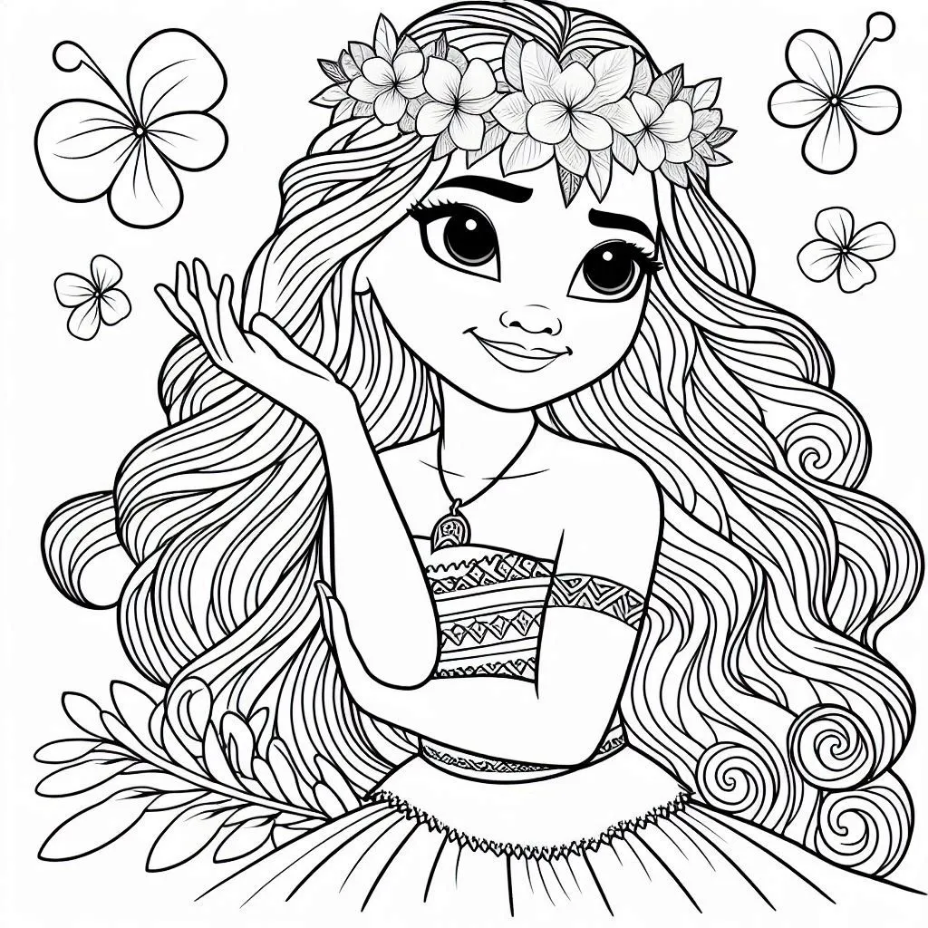 Princess Moana kleurplaat