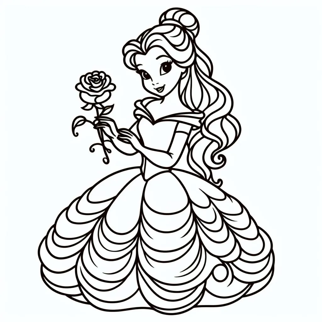 Prinses Belle kleurplaten