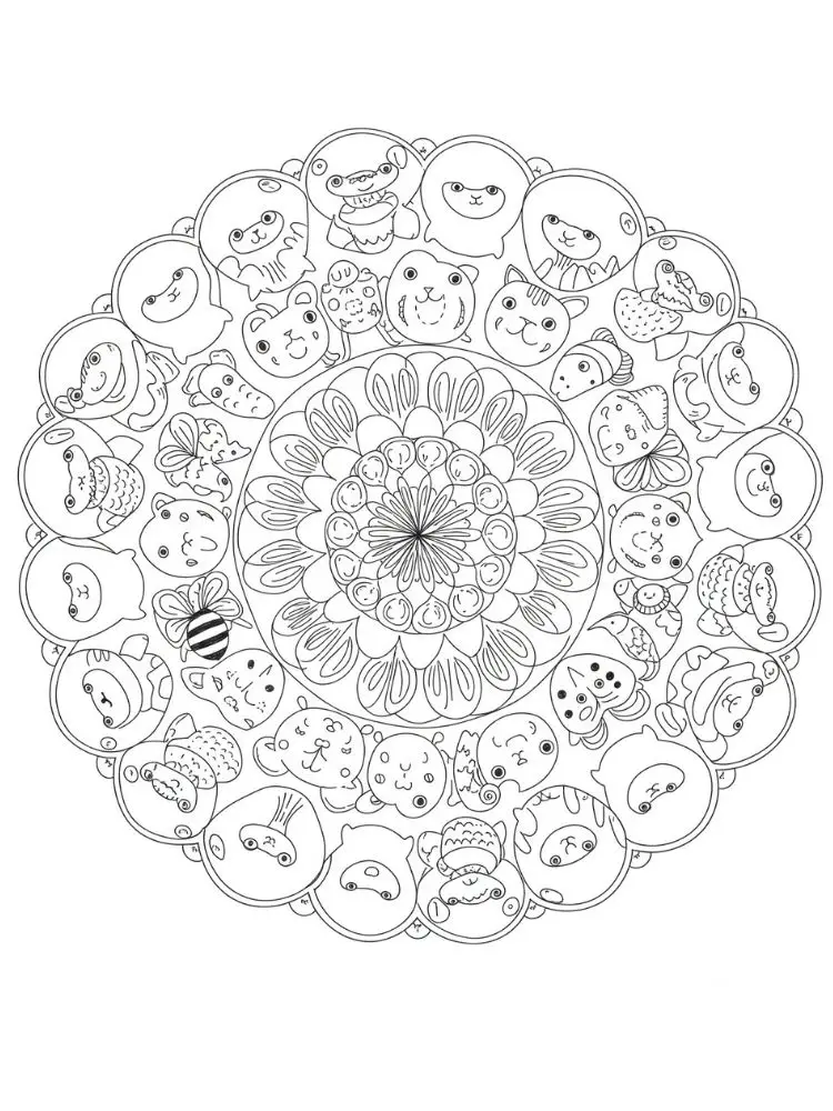 Mandala kleurplaat 8 dierenfeest mandala kleurplaat