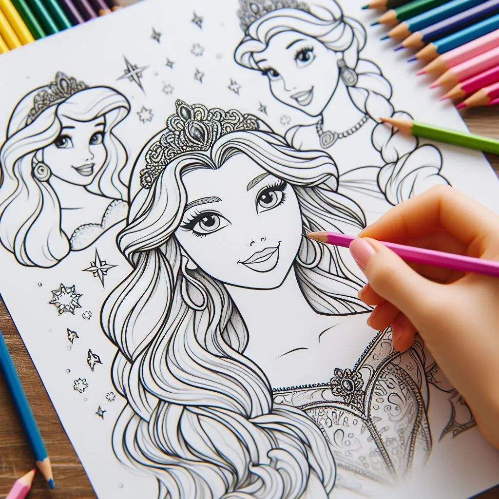 Disney Princess kleurplaat thumbnail