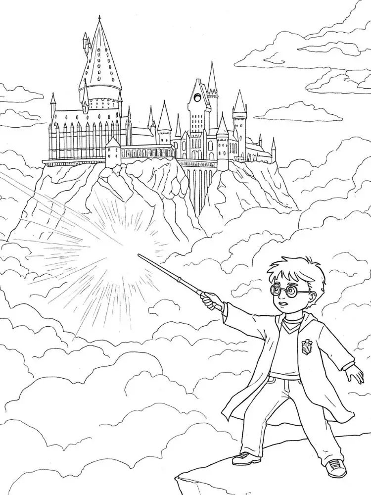 Harry Potter kleurplaat 8 harry potter tovert bij zweinstein kleurplaat