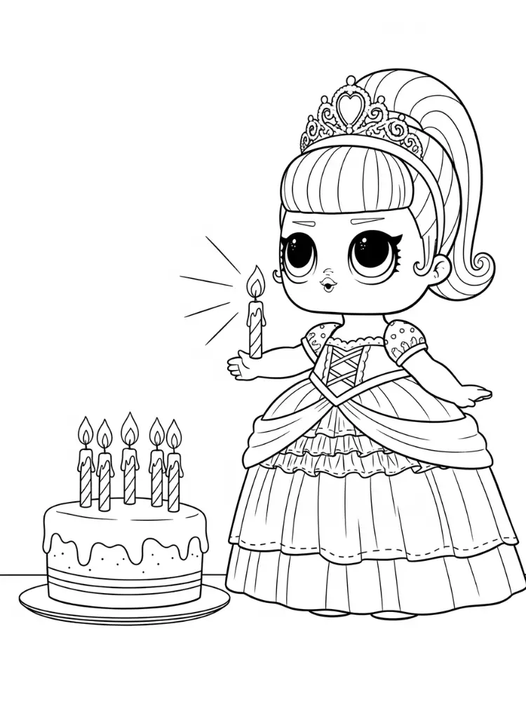 LOL Surprise kleurplaat 10 prinsessenverjaardag kleurplaat