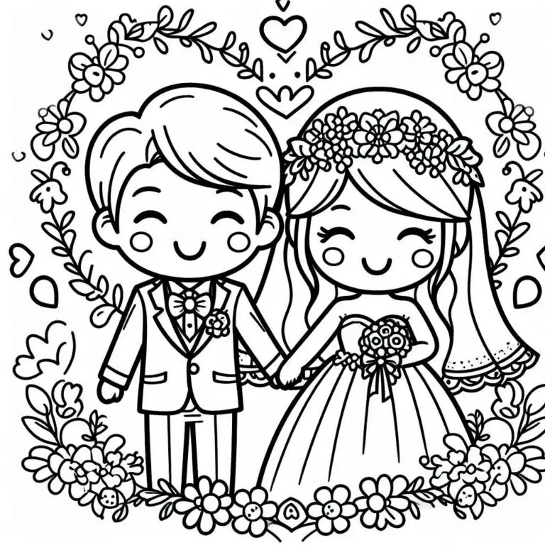 39 Desenhos casamento para colorir e imprimir PDF gratis