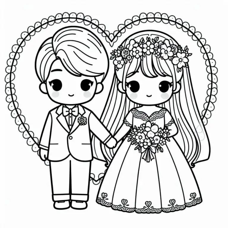 36 Desenhos casamento para colorir e imprimir PDF gratis