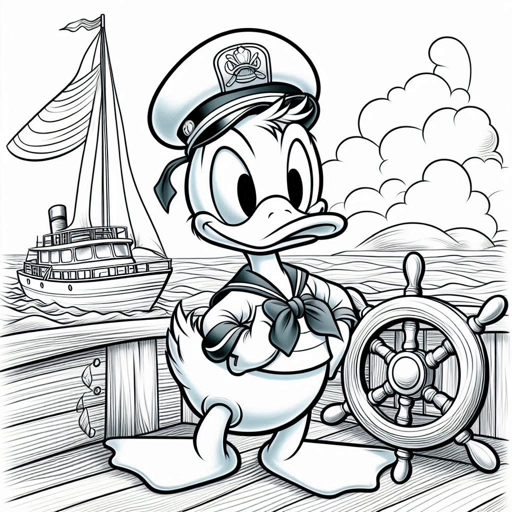 Donald Duck als matroos kleurplaten