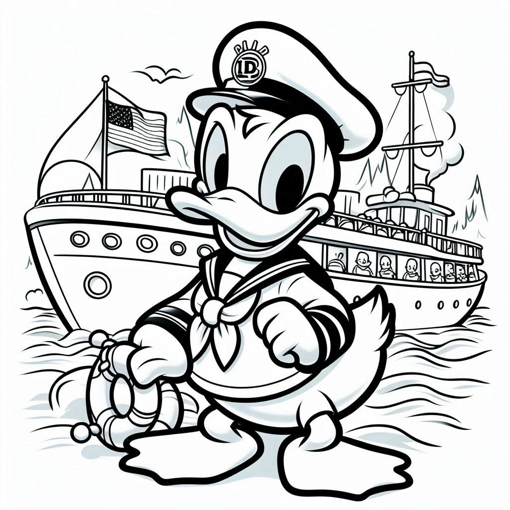 Donald Duck als matroos tekening