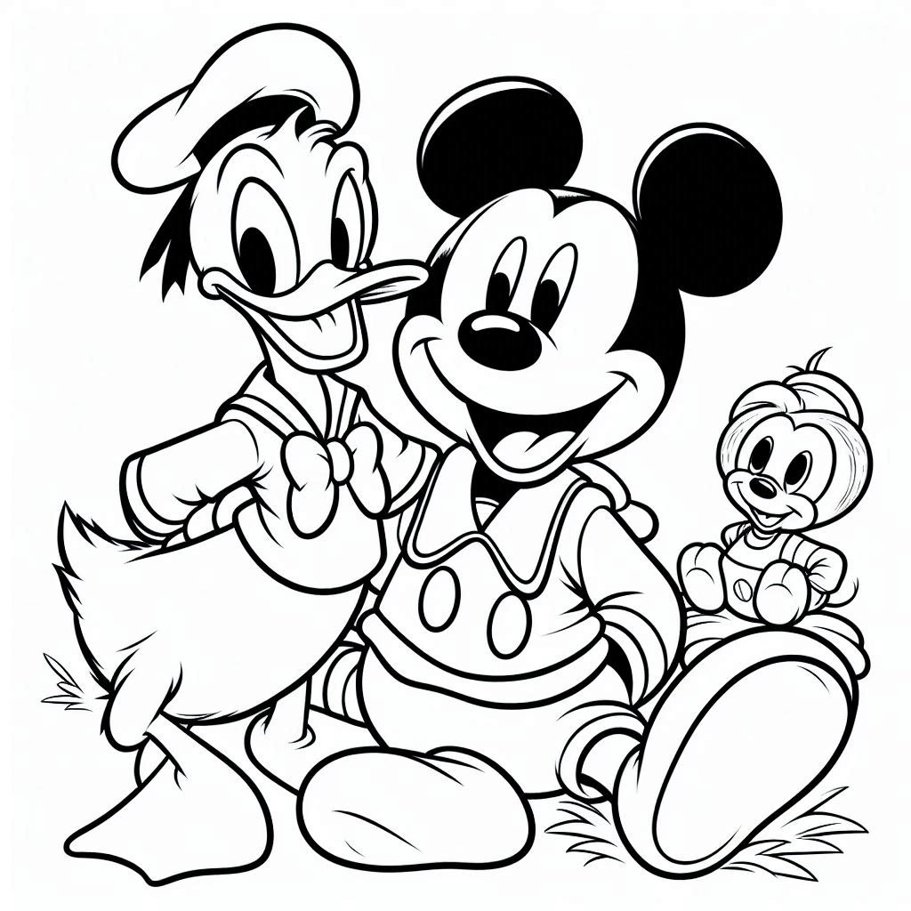 Donald Duck en Mickey Mouse tekening