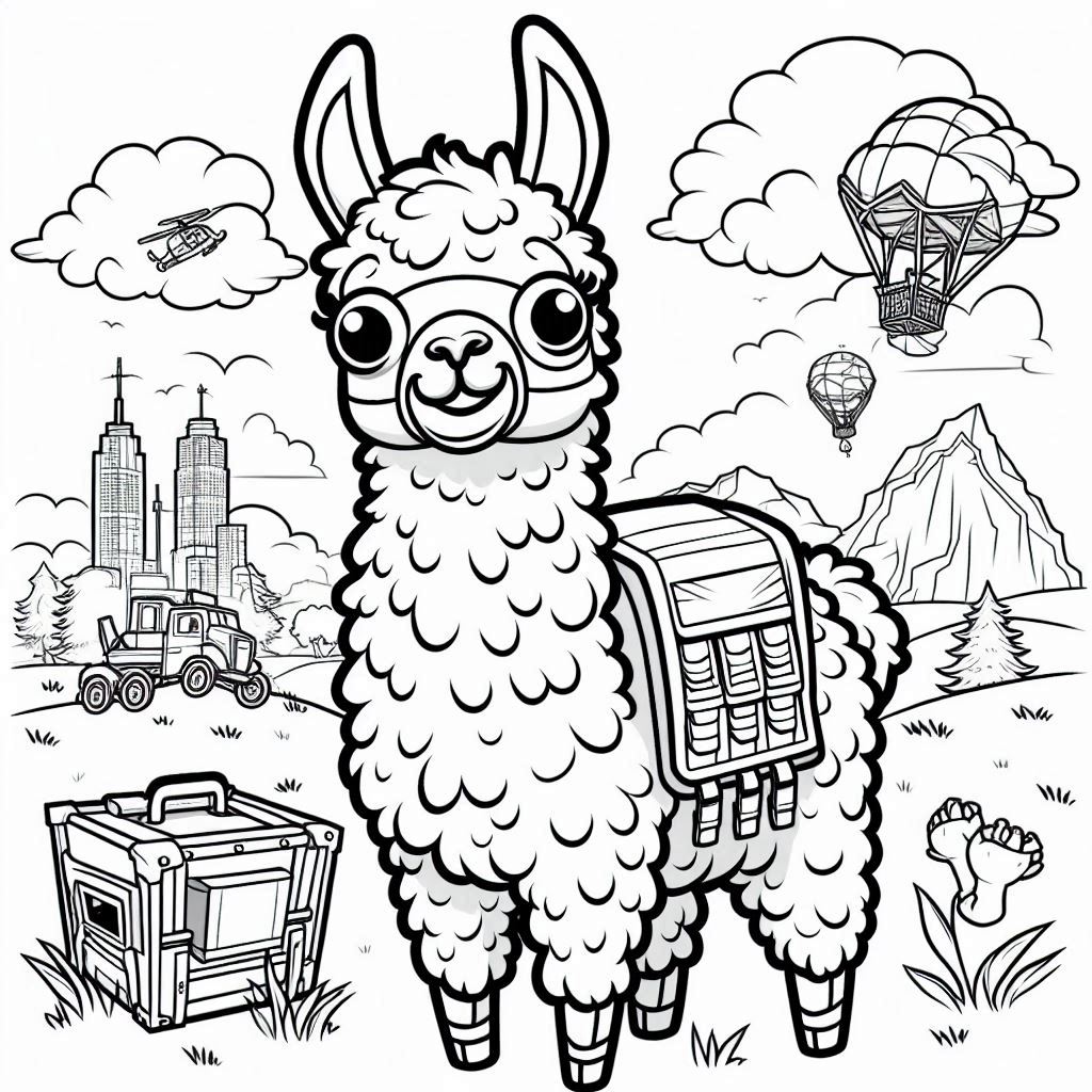 Fortnite kleurplaat Llama Loot online kleuren