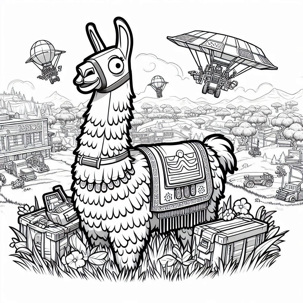 Fortnite kleurplaat Llama Loot