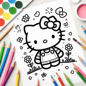 Hello kitty kleurplaat thumbnail