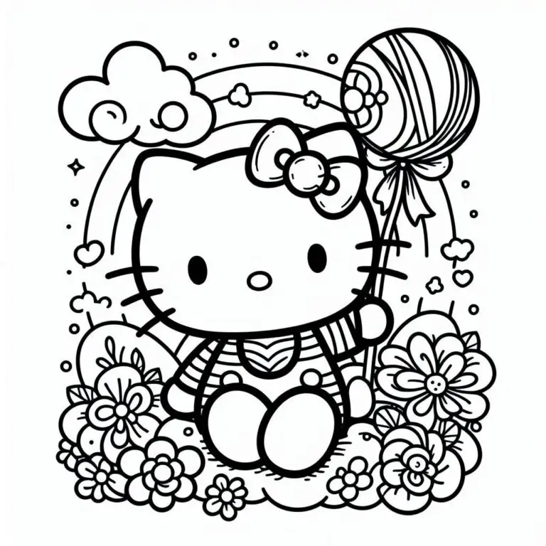 36 Hello kitty målarbilder för barn utskrivbar PDF gratis