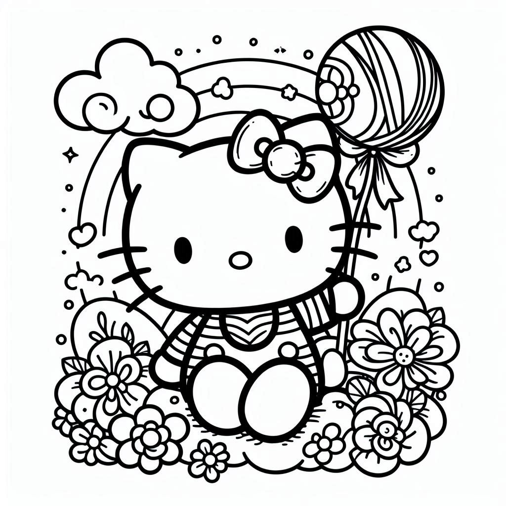 Hello kitty kleurplaat print