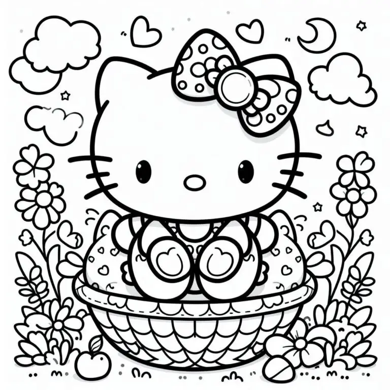 36 Hello kitty målarbilder för barn utskrivbar PDF gratis