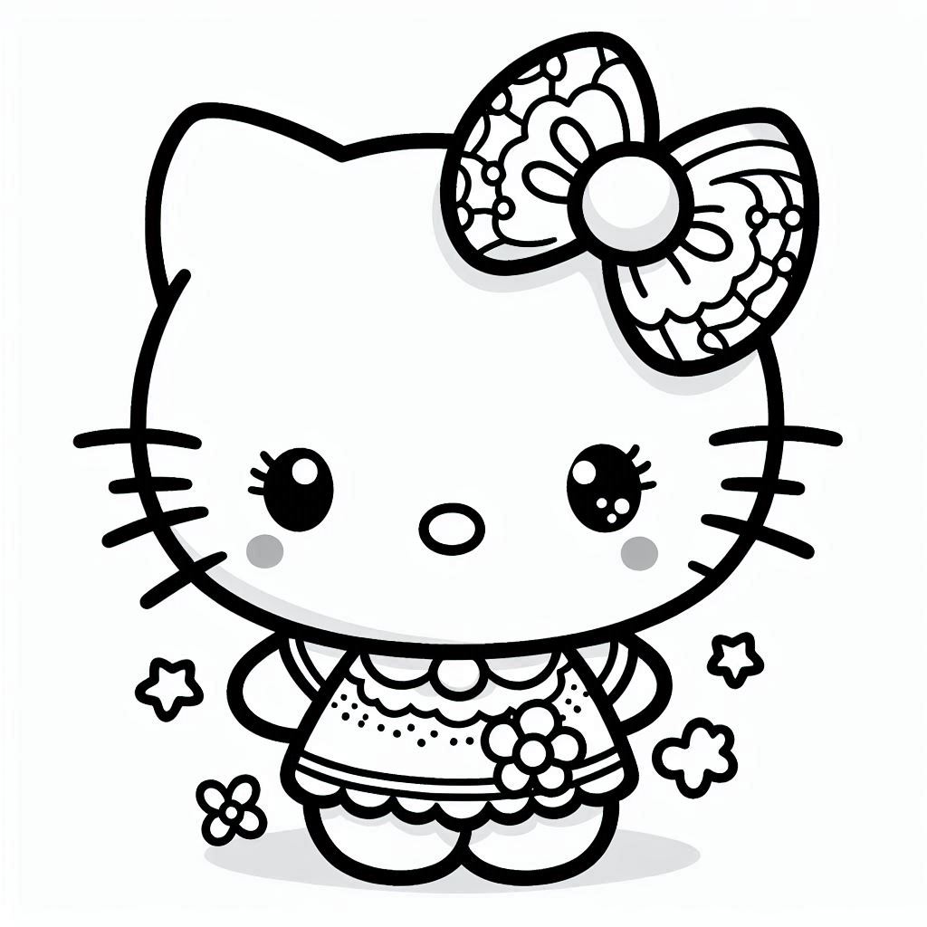 Hello kitty kleurplaat voor kinderen