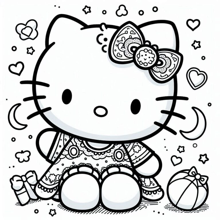 36 Hello kitty målarbilder för barn utskrivbar PDF gratis