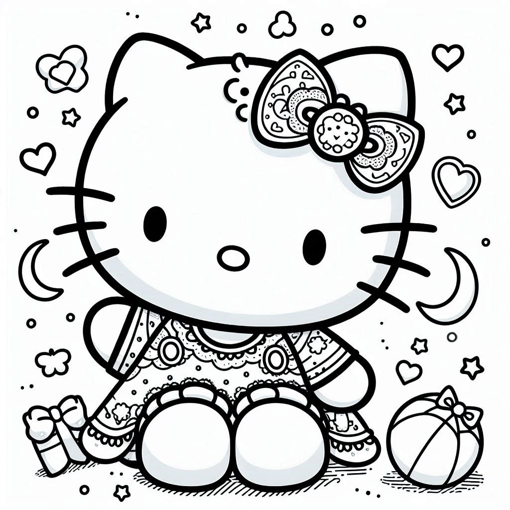 Hello kitty tekening kleuren