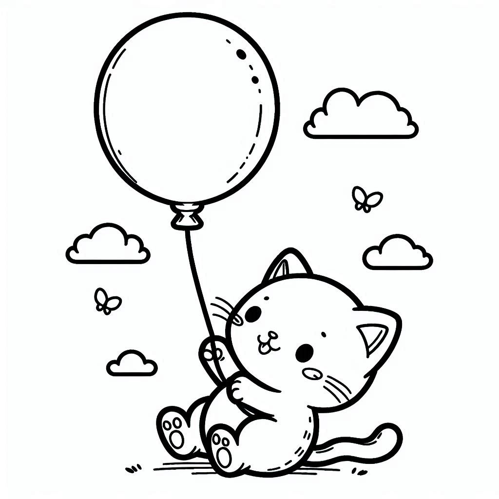 Kittens en ballonnen tekening