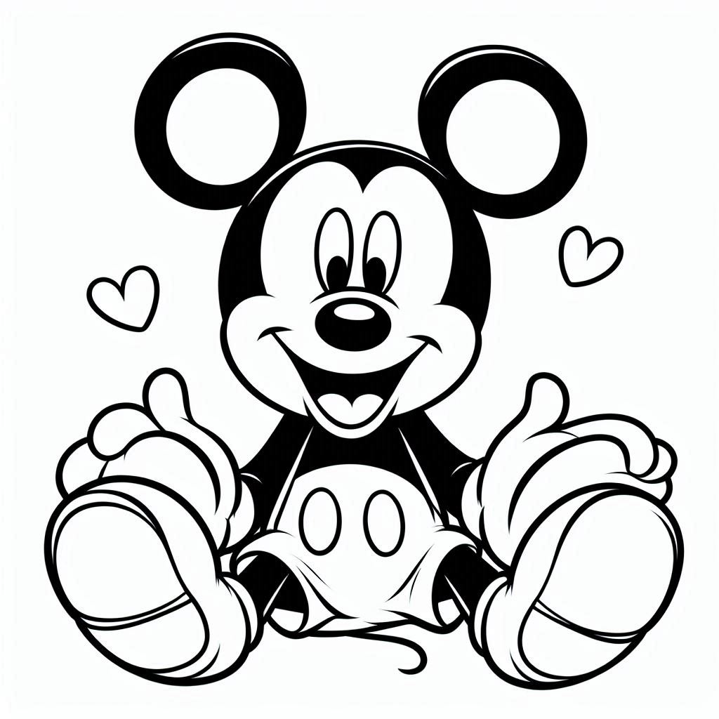 Klassieke Mickey Mouse kleurplaat download en printen