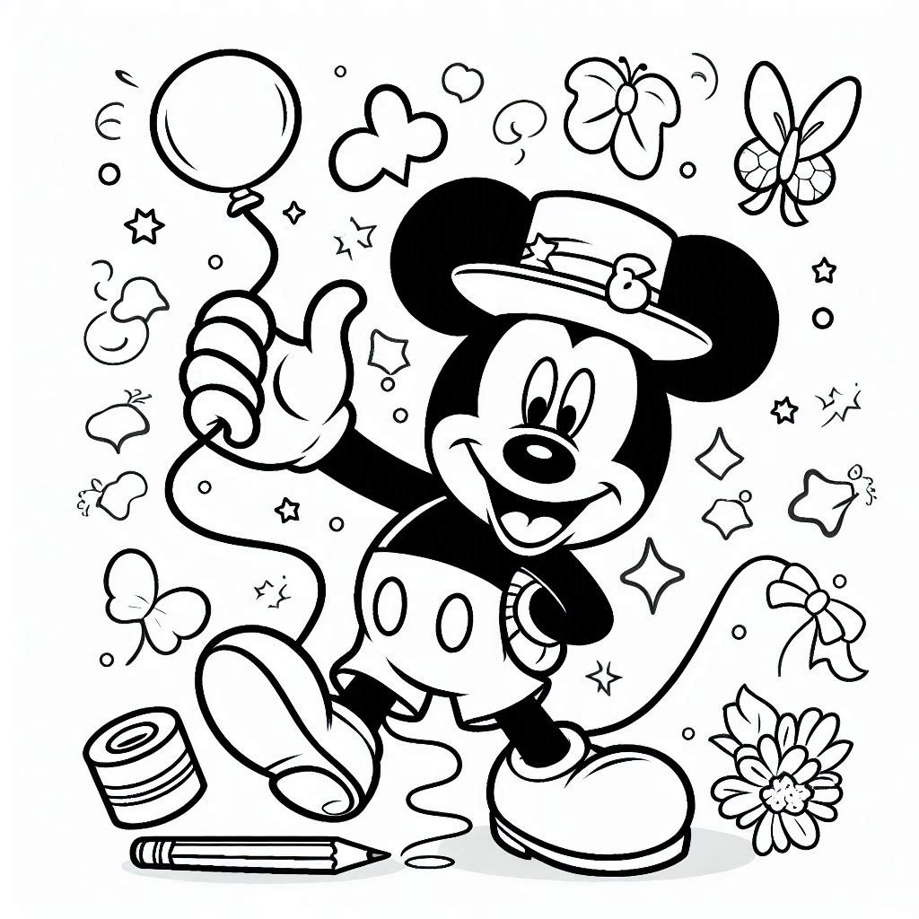 Klassieke Mickey Mouse kleurplaat download