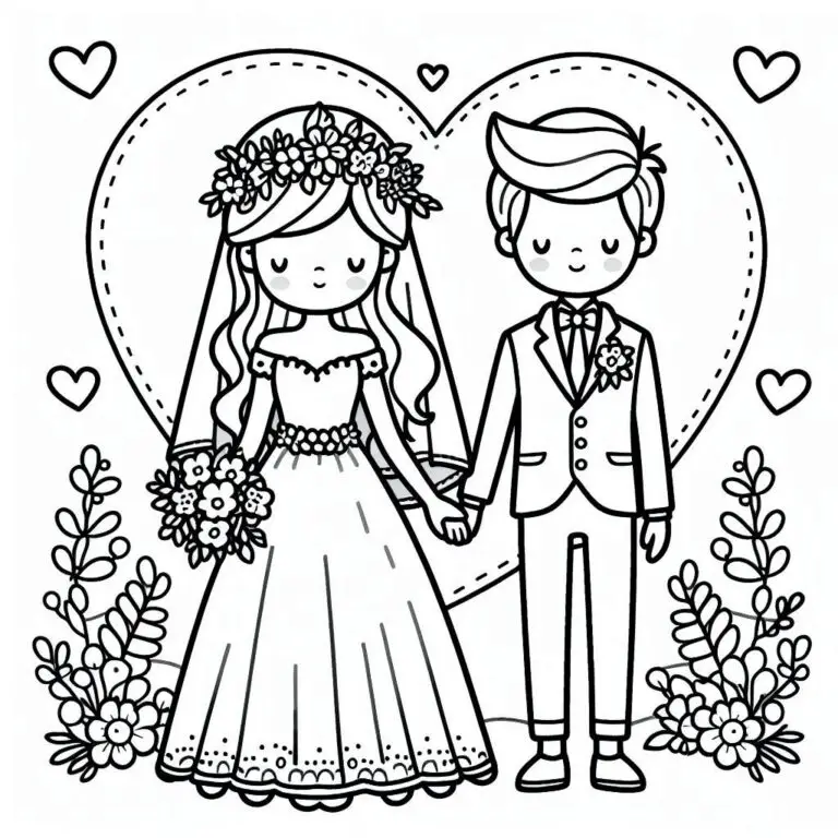 33 Desenhos casamento para colorir e imprimir PDF gratis
