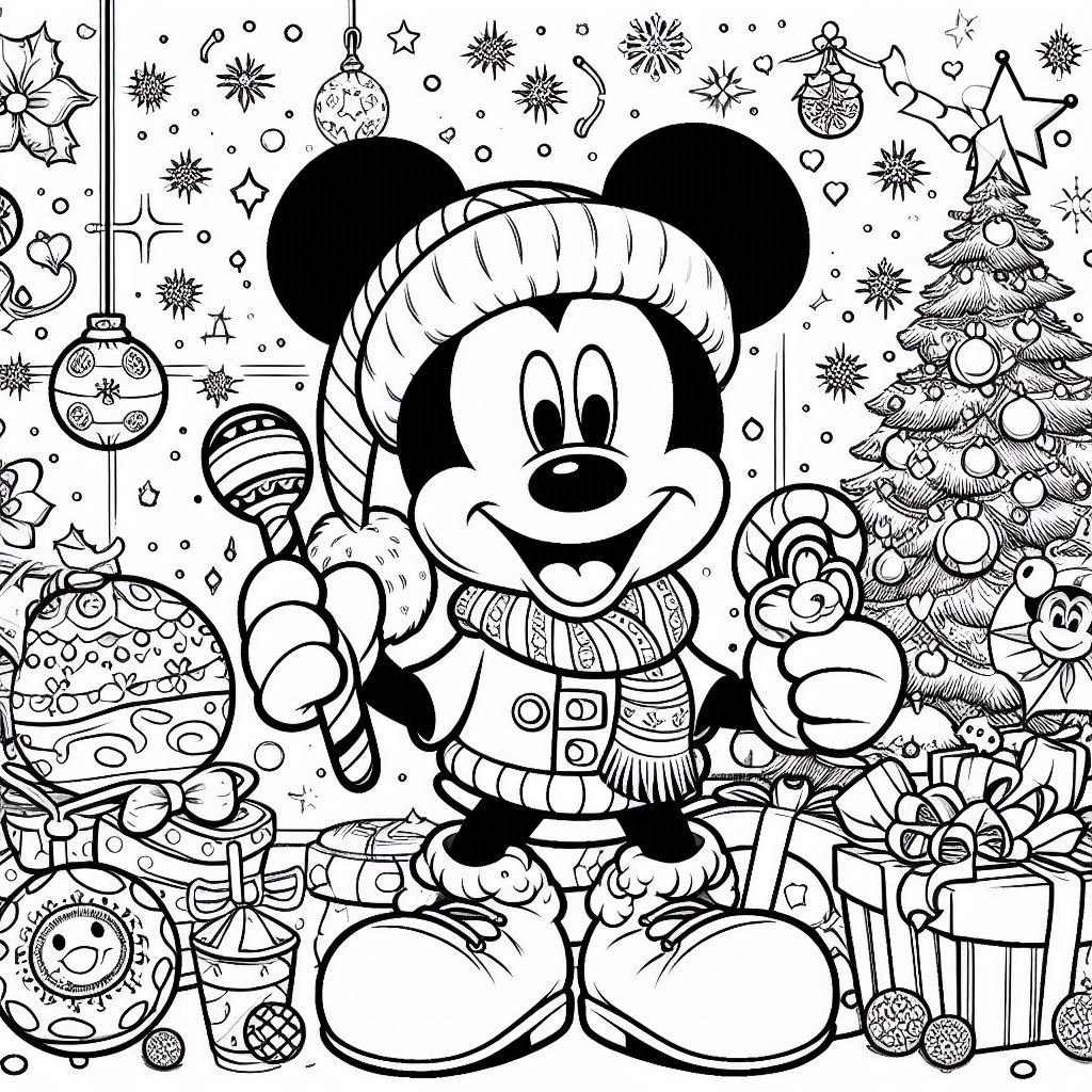 Mickey Mouse Kerstmis kleurplaten