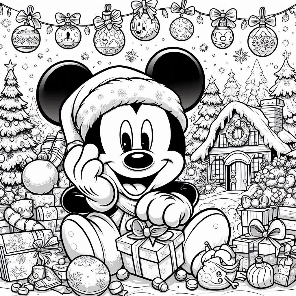 Mickey Mouse Kerstmis tekening