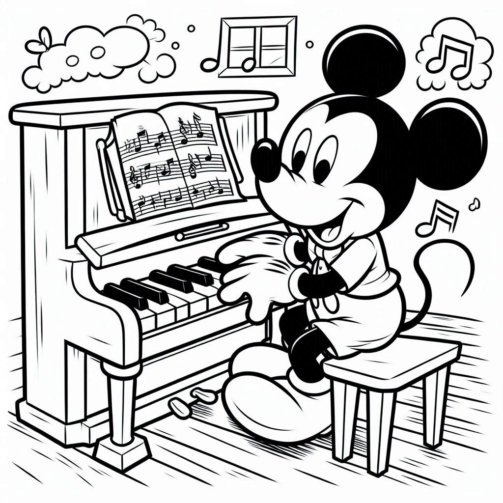 Раскраски героев диснеевских мультиков: Микки Маус (Mickey Mouse)