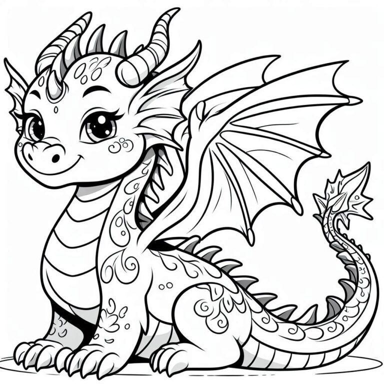 36 Dragon de colorat pentru copii (Desene imprimabile)