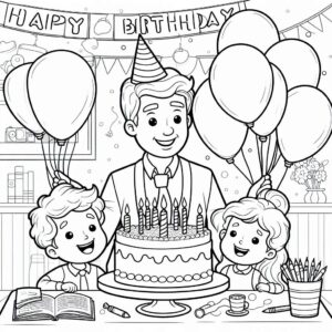 42 Desenhos aniversário para colorir e imprimir PDF gratis