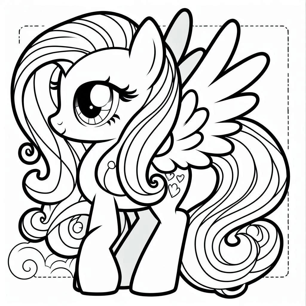 Pony Fluttershy kleurplaat gratis