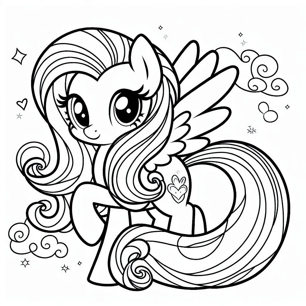 Pony Fluttershy kleurplaat