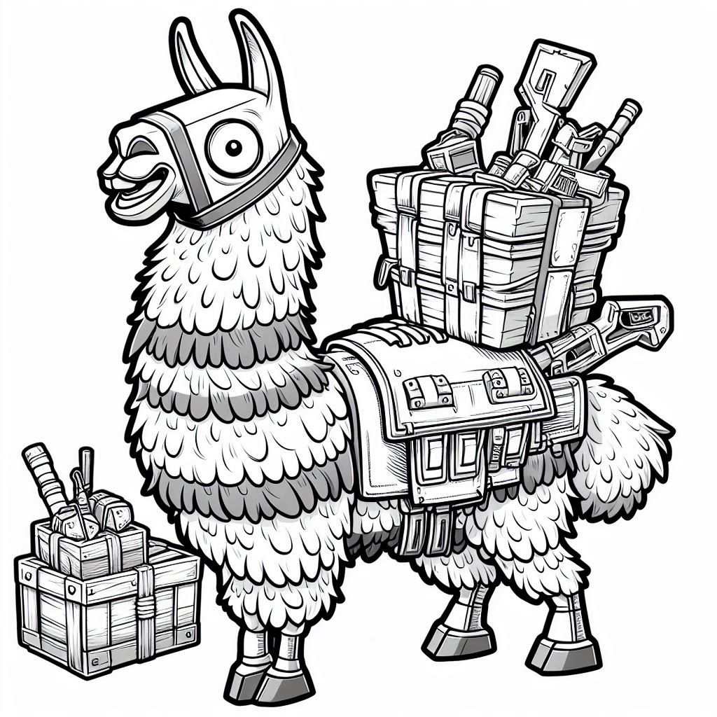 Unieke Fortnite kleurplaat Llama Loot