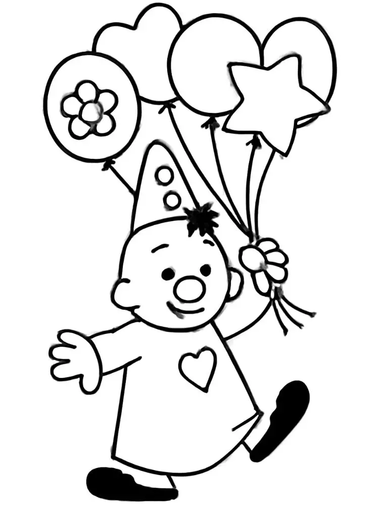 Bumba kleurplaat 9 bumba met ballonnen kleurplaat