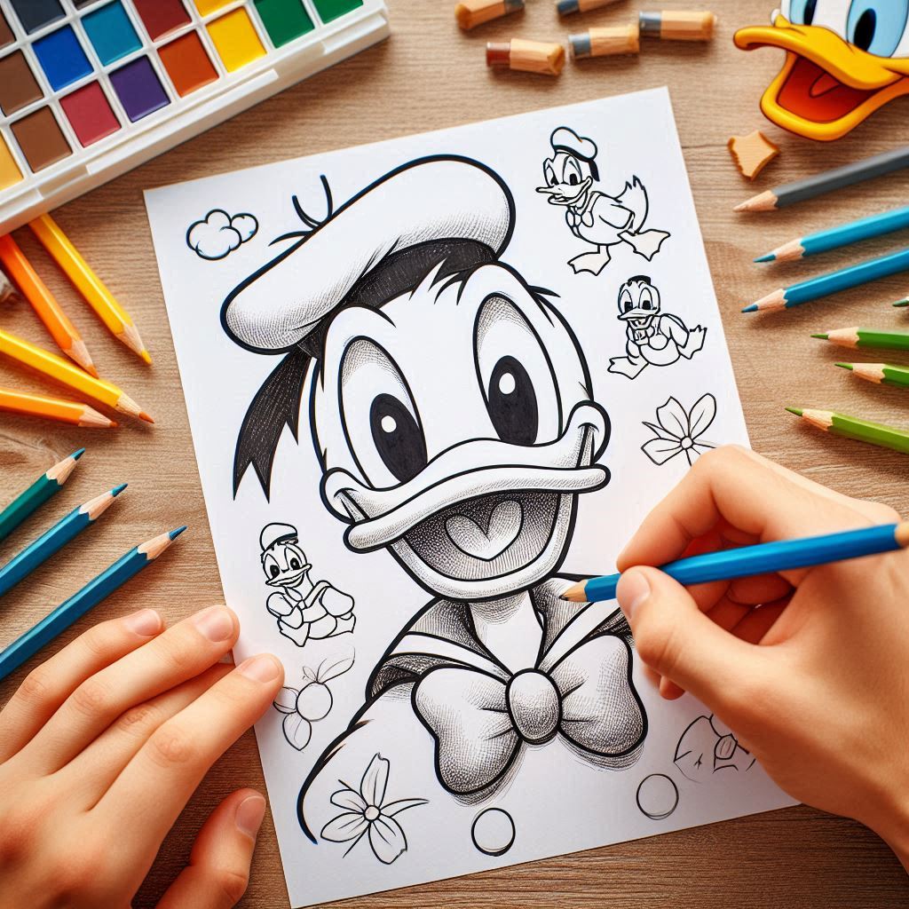 Donald duck kleurplaat thumbnail