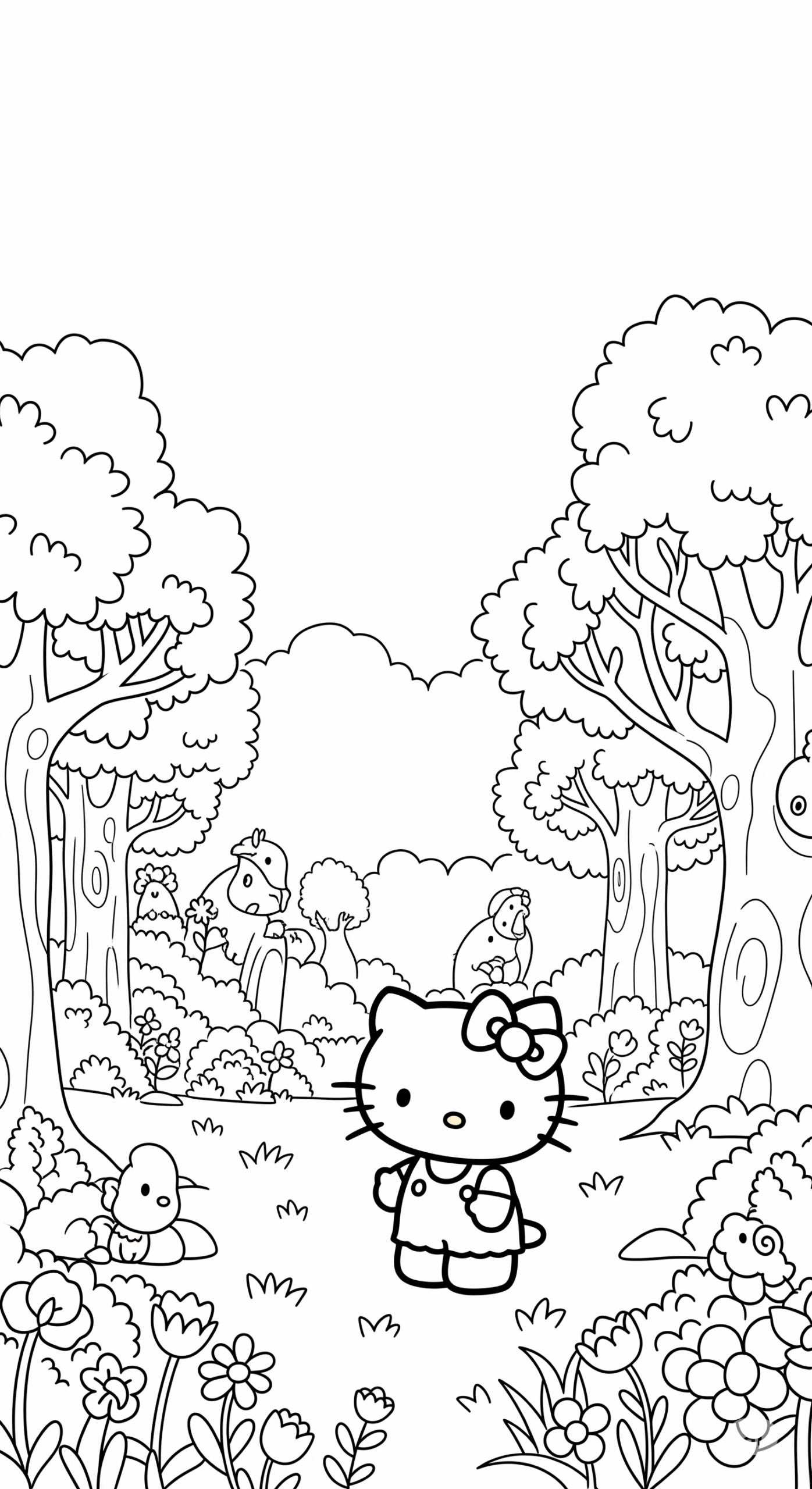 Hello kitty kleurplaat 8 hello kitty wandelt door het bos kleurplaat