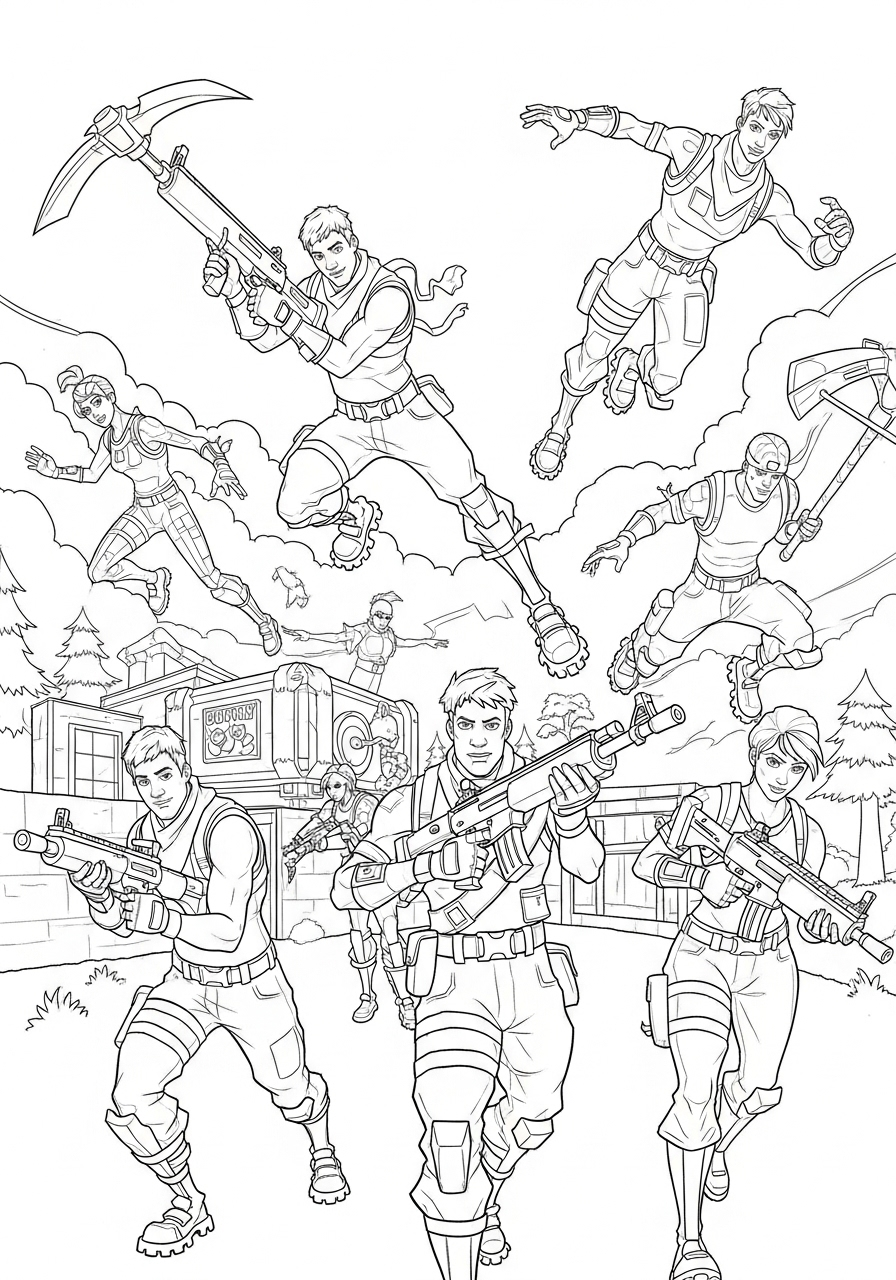 Fortnite kleurplaat 10 het grote gevecht kleurplaat