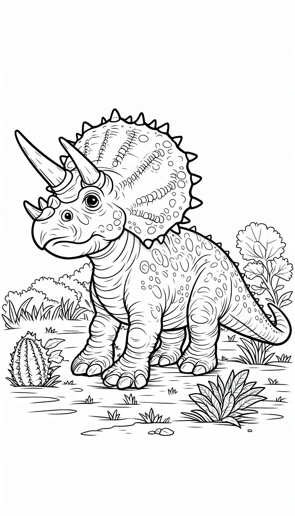 kleurplaat Triceratops tekening