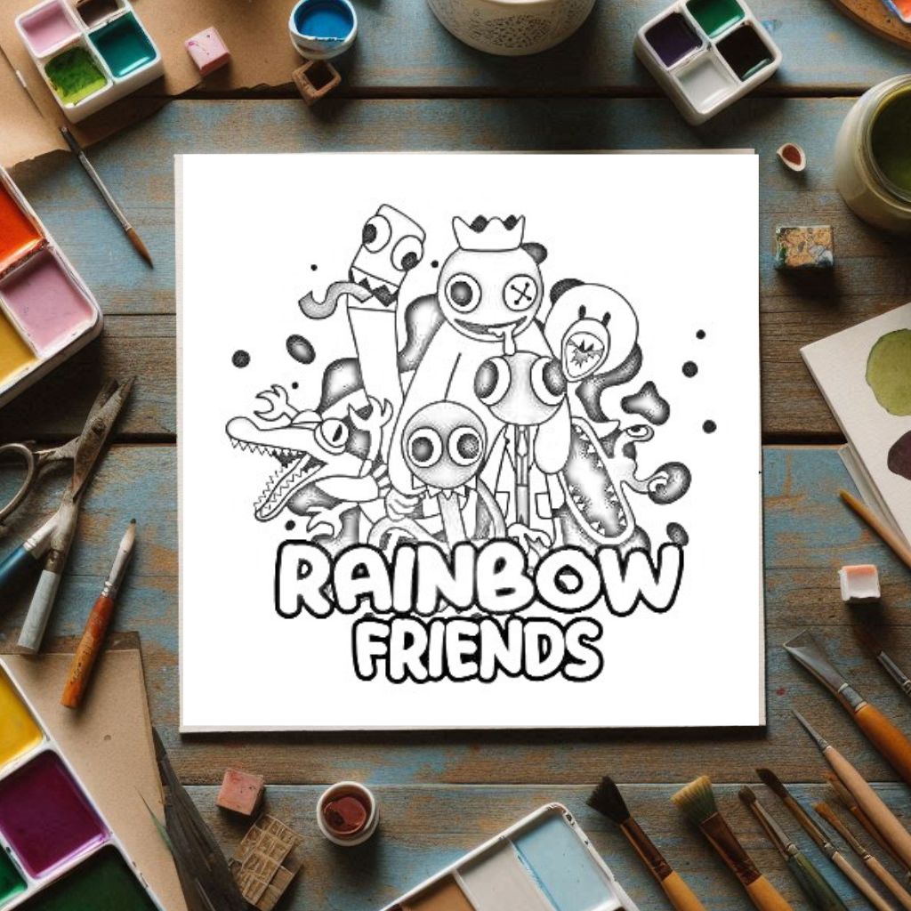 Rainbow Friends kleurplaat thumbnail