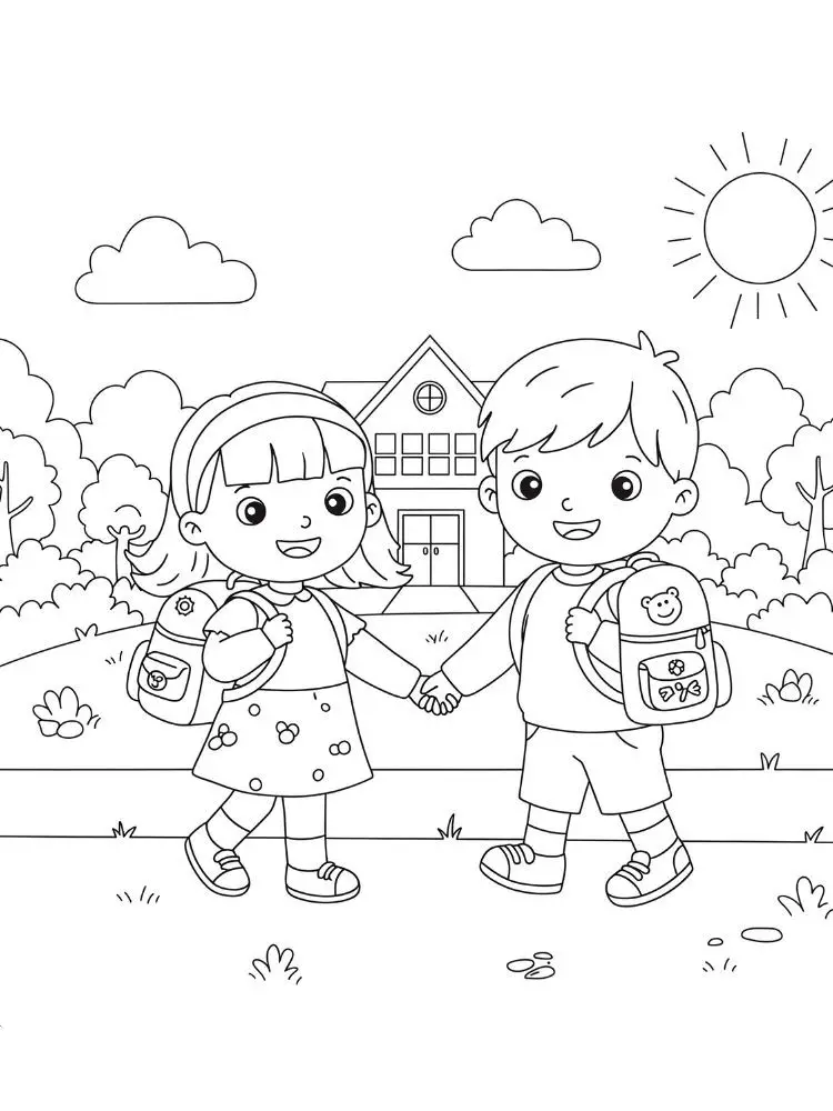 BFF kleurplaat 8 samen naar school kleurplaat