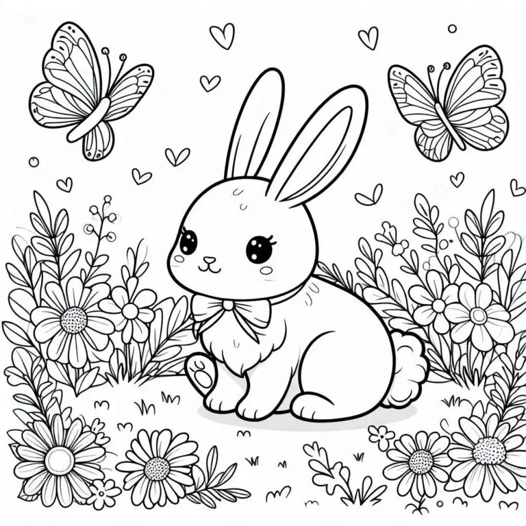 48 Kaniner målarbilder för barn utskrivbar PDF gratis
