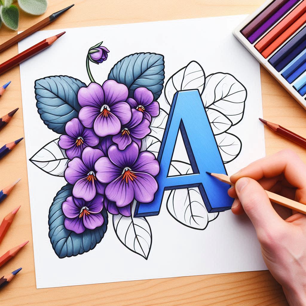 Letter A-bloemen kleurplaat thumbnail