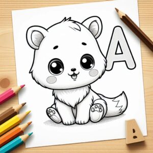 Letter A-dieren kleurplaat thumbnail