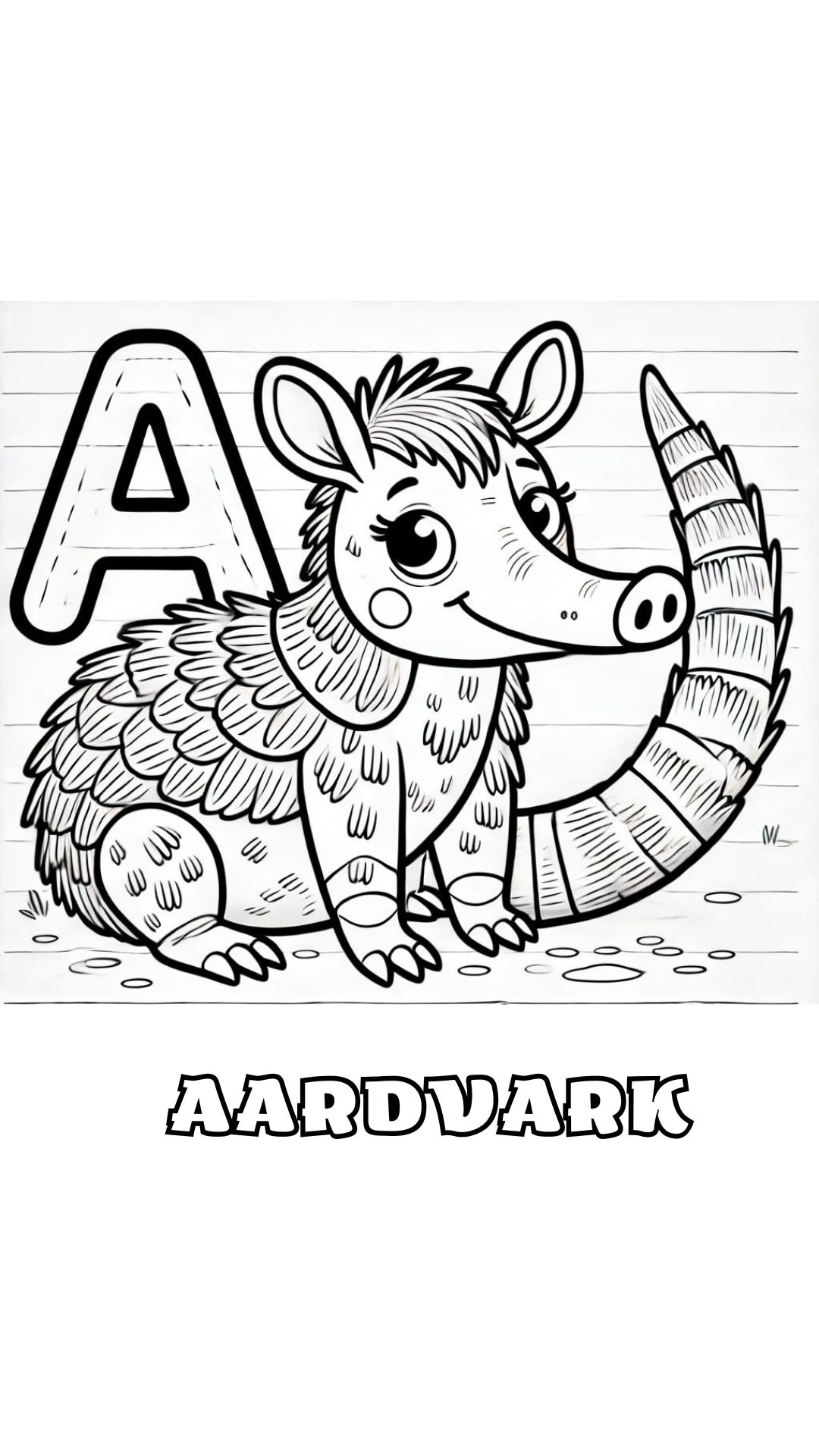 Letter A kleurplaat – Aardvark