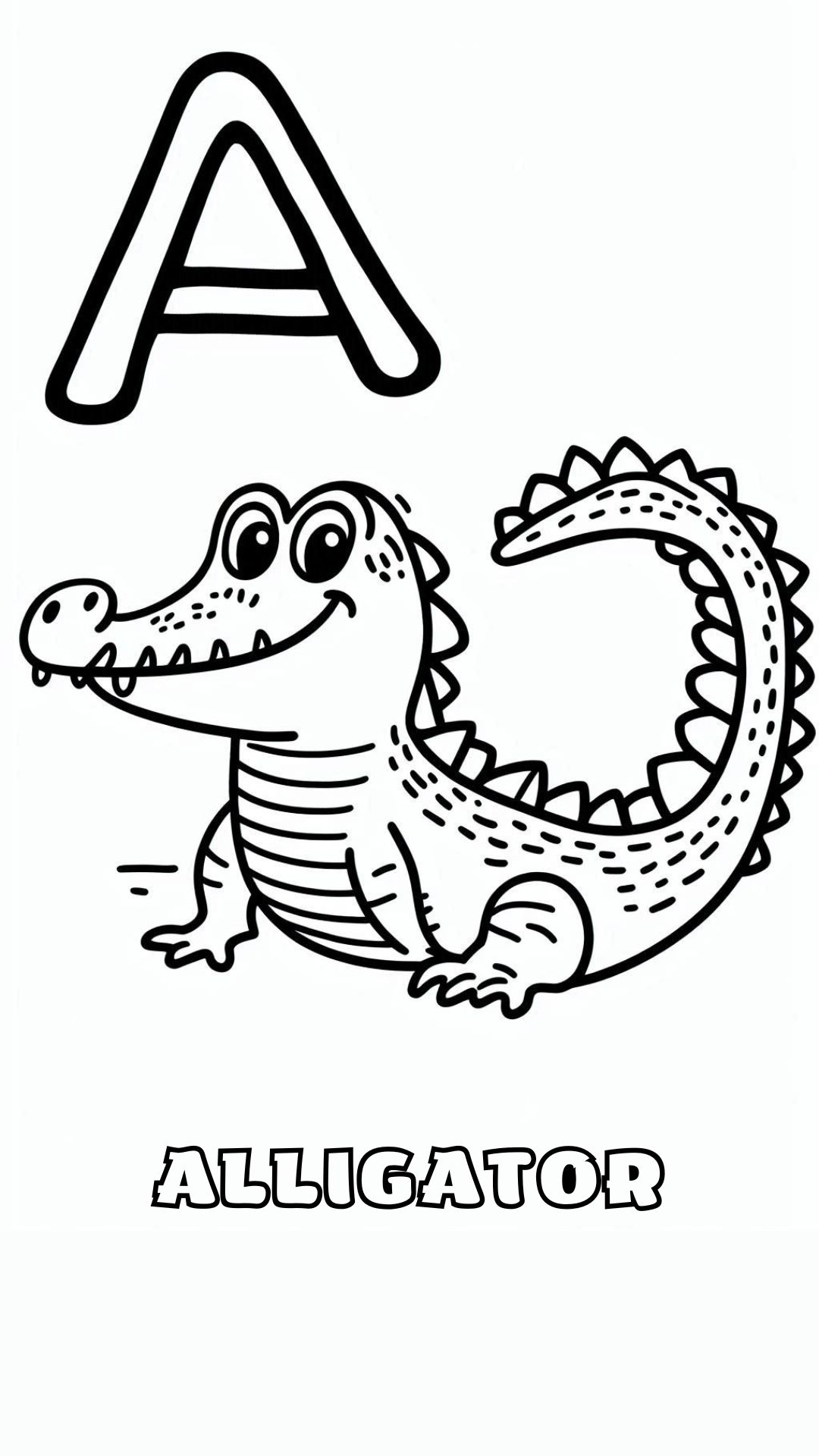 Letter A kleurplaat – Alligator