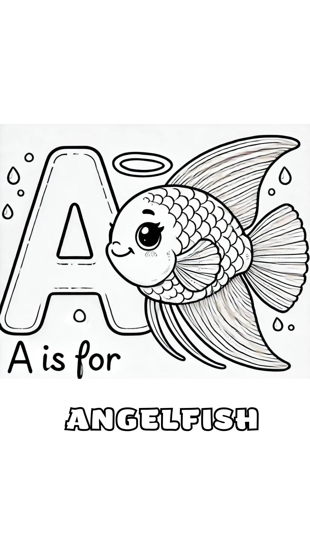 Letter A kleurplaat – Angelfish