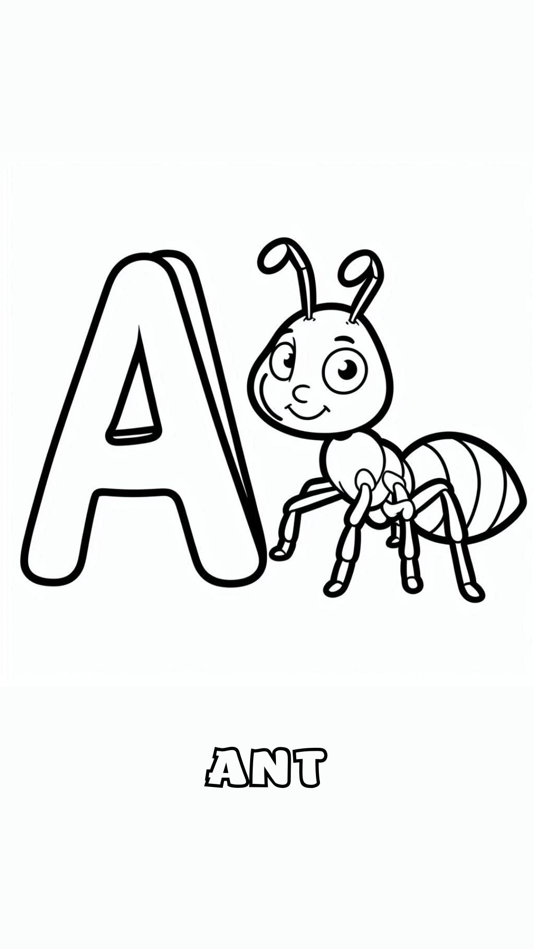 Letter A kleurplaat – Ant