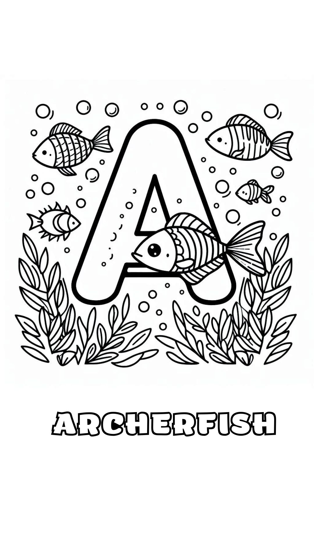 Letter A kleurplaat – Archerfish