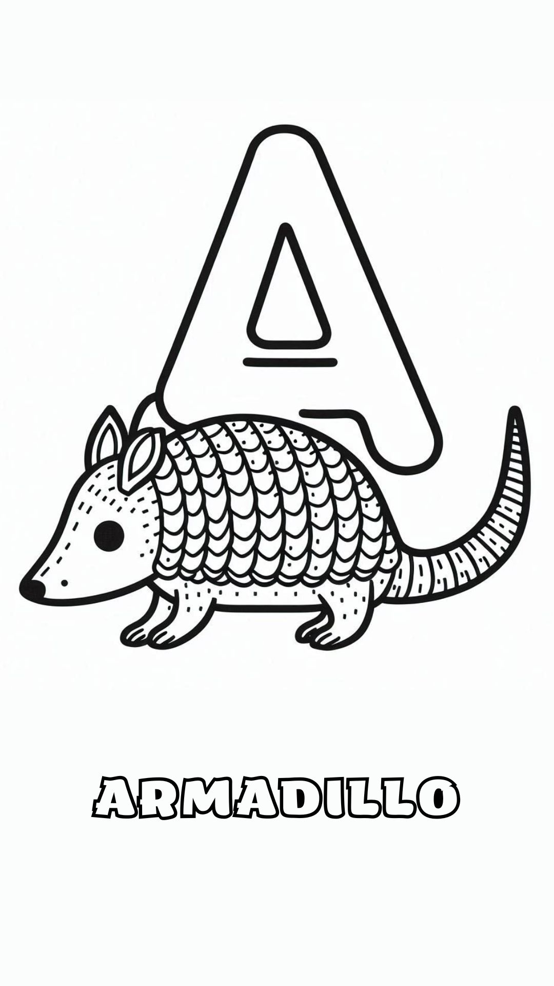 Letter A kleurplaat – Armadillo